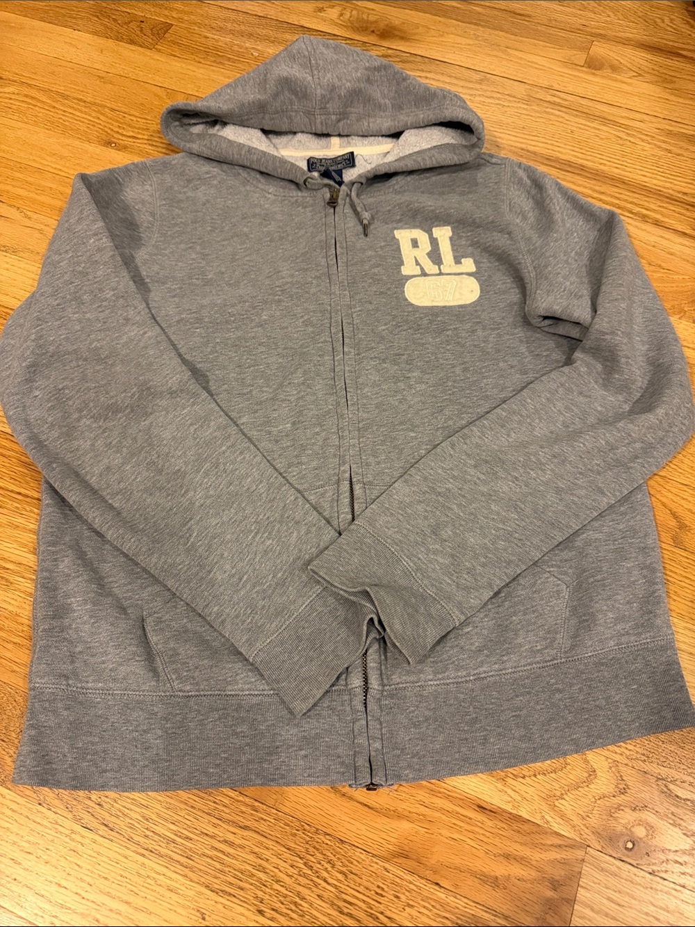 Polo by Ralph Lauren Light Gray Kids Zip Hoodie with RL Patch